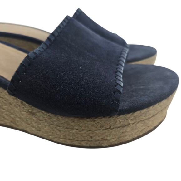 Jack Rogers Platform Espadrille Slide Sandals Womens 11 Blue Suede Boho Preppy - Picture 3 of 11